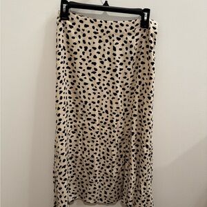 Lulu's Black and Cream Spotted Midi Skirt